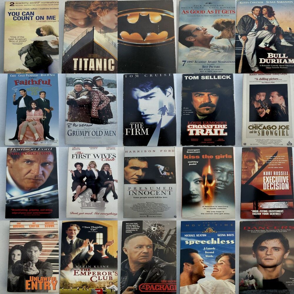 Vintage VHS Movie Lot of 20 80s 90s Y2K Batman Titanic Air Force One Bull Durham